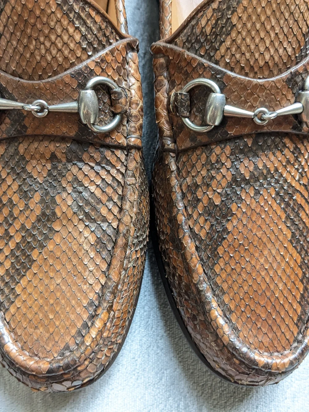 Gucci Men’s Brown Python Leather Horsebit Loafers US 9 Snakeskin Exotic
